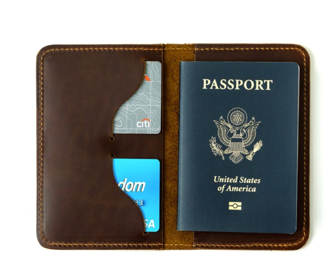 Brown Leather Passport Holder & Card Wallet