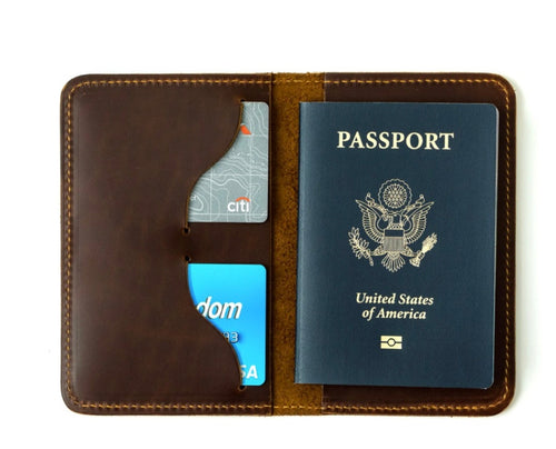 Brown Leather Passport Holder & Card Wallet