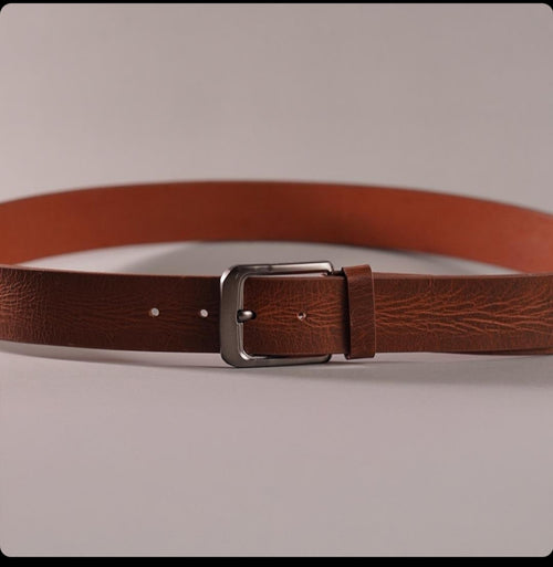 Vintage Textured Brown Leather Belt