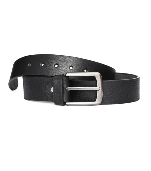 Modern Pebbled Black Leather Belt