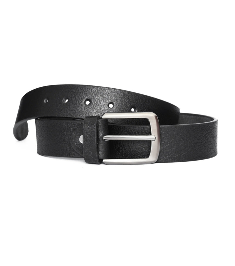 Modern Pebbled Black Leather Belt