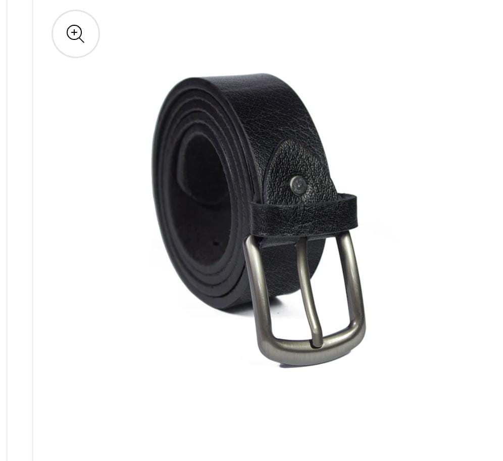 Rough-Grain Black Leather Belt