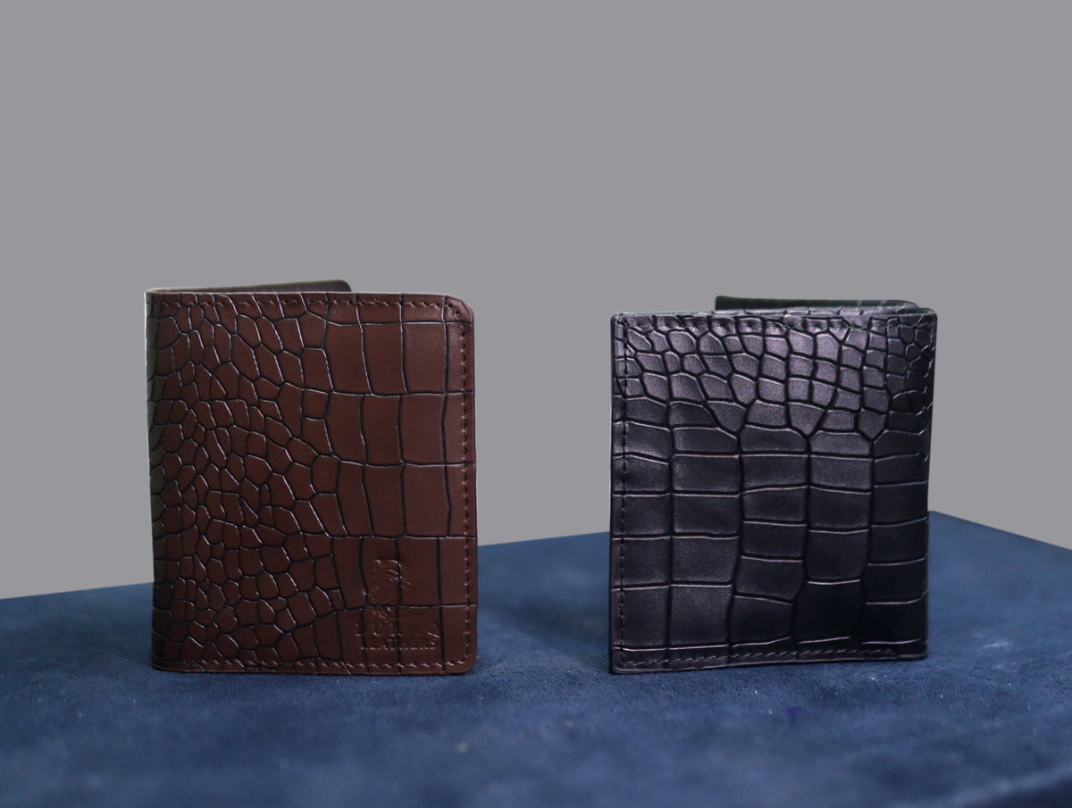Buraq Leathers Croc-Embossed Genuine Leather Bifold Wallet