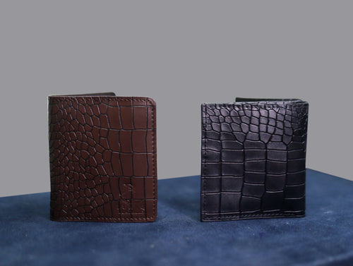 Buraq Leathers Croc-Embossed Genuine Leather Bifold Wallet